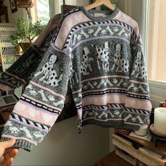 Vintage Sweaters - Adorable Vintage Knit Dalmatian Sweater size L (Host Pick)